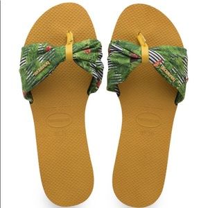 Havaianas Thong Sandals St Tropez Slides Slippers Bow Strap Flats